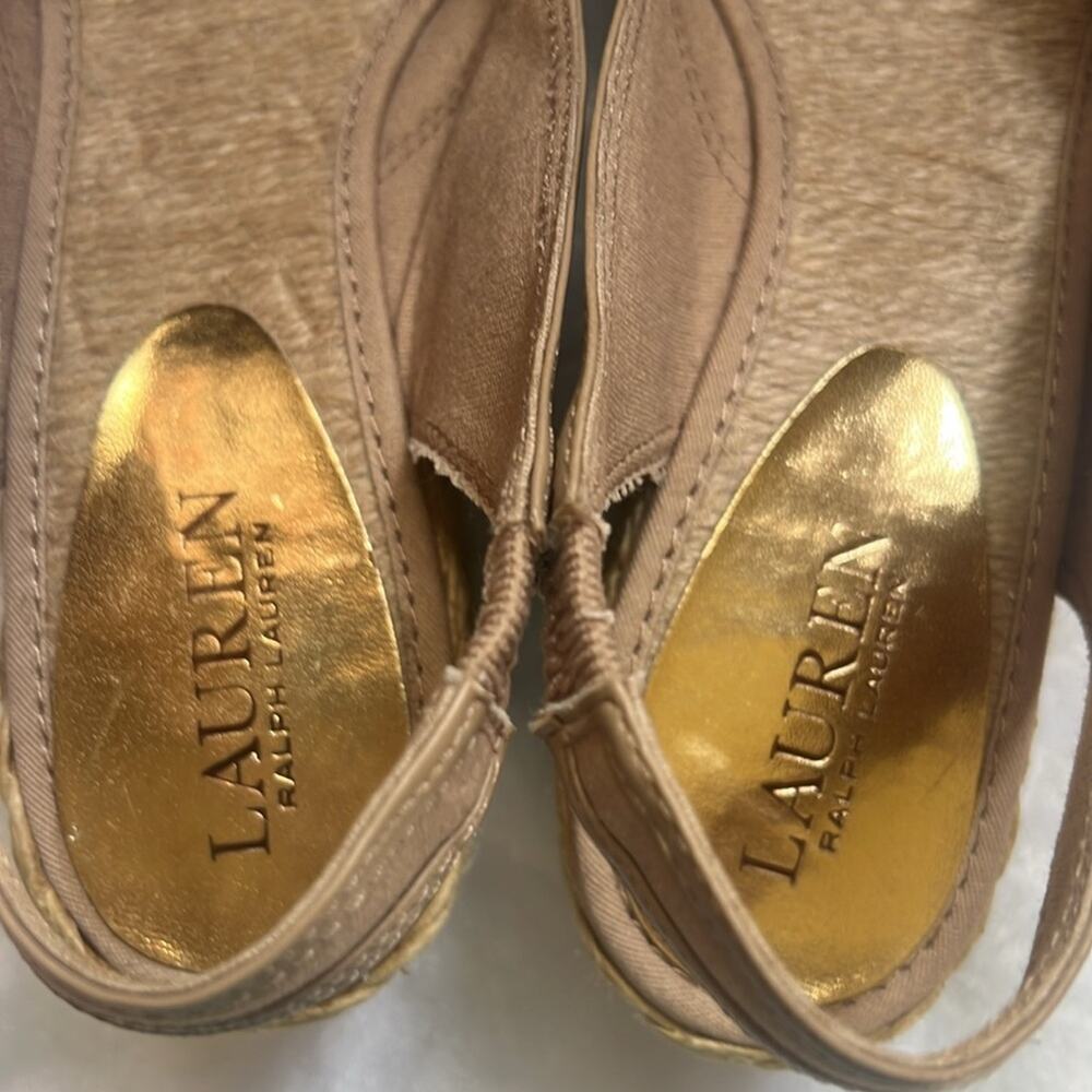 Lauren Ralph Lauren catrin sz 8.5b wedge espadrilles khaki jute sandals - Picture 15 of 15